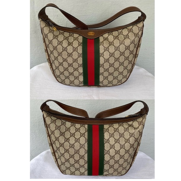 SOLD! 80’s GUCCI GG Supreme Ophidia Web PVC Half Moon Crescent Hobo Shoulder Bag - Picture 2 of 12